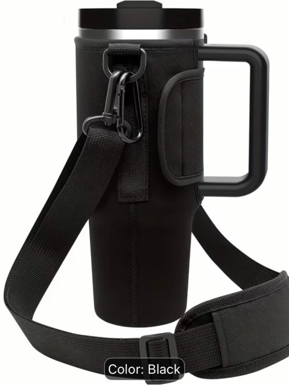 Source Unknown Black Insulated Travel Mug Sling with Strap